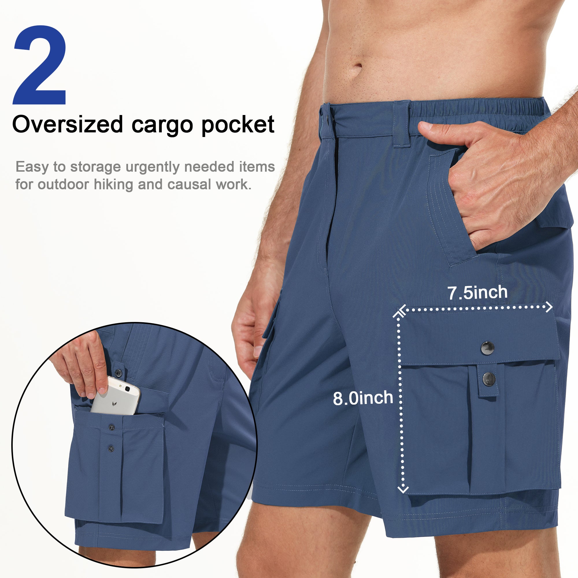 Men's Hiking Cargo Shorts 9/10 Quick Dry Lightweight Waterproof for Golf  Tactical Fishing Casual with 6 Pockets - AFTCO Outdoors
