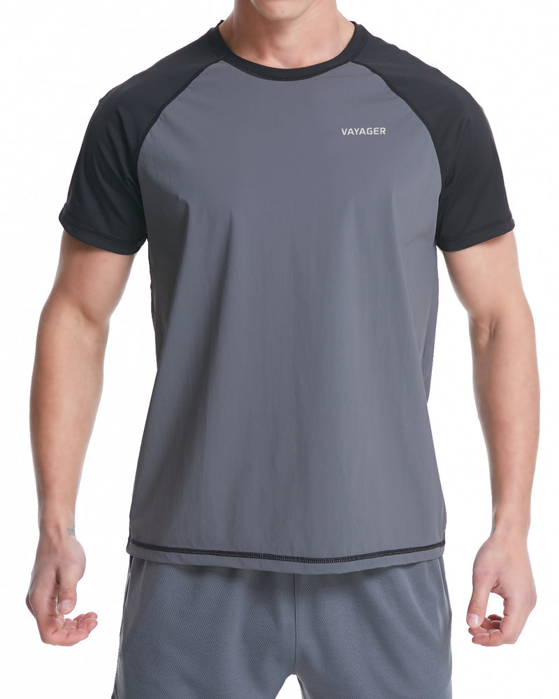 Men's Swim Shirts Short Sleeve Quick Dry UPF 50+ Sun Protection Rash Guard  Beach Fishing T Shirts