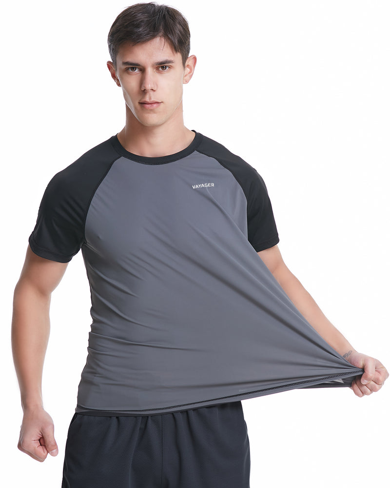 Men's Swim Shirts UPF 50+ Short Sleeve Quick Drying Rashguard Crew Shirt –  Vayager Sports